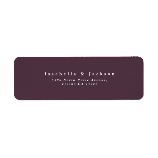 Eenvoudige Plain Text Wedding Retouradres Etiket (Voorkant)