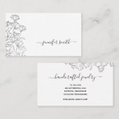 Eenvoudige Plain Zwart en Witte Bloem Tekening Blo Visitekaartje (Voorkant / Achterkant)