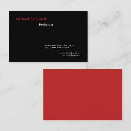 Eenvoudige Plain Zwart Wit Rood Minimalistisch Mod Visitekaartje (Voorkant / Achterkant)