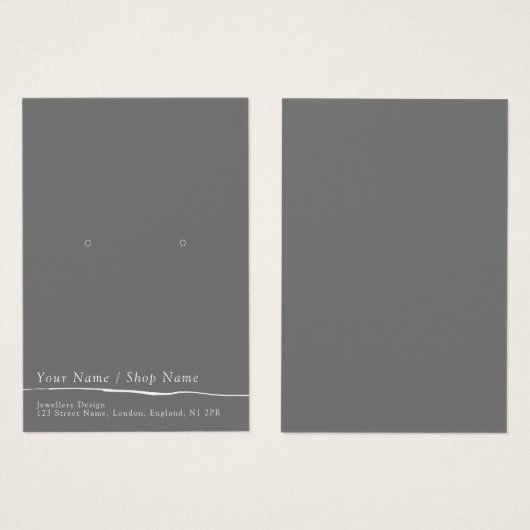 Eenvoudige platte grijze oorbel display kaart (Voorkant /achterkant)