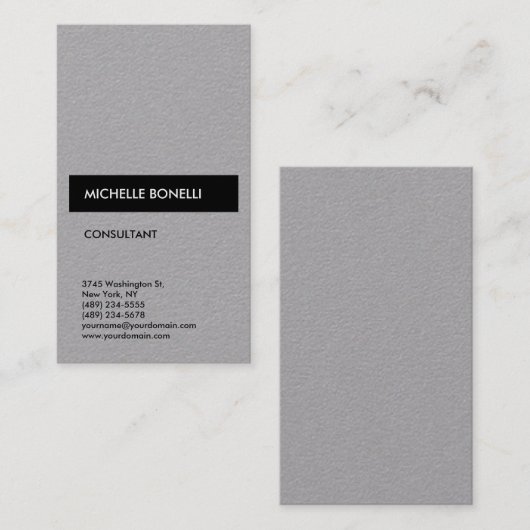 Eenvoudige platte grijze zwarte Trendy Modern mini Visitekaartje (Voorkant / Achterkant)