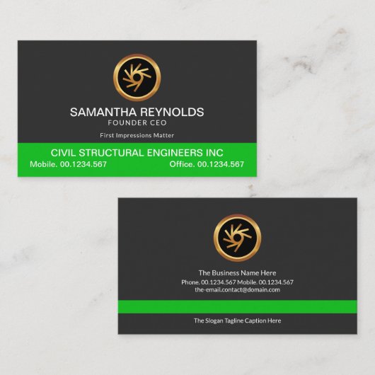 Eenvoudige platte minimalistische groene kolomopri visitekaartje (Voorkant / Achterkant)