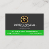 Eenvoudige platte minimalistische groene kolomopri visitekaartje (Voorkant)