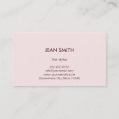 Eenvoudige platte roze haarstijllijst Visitekaartj Visitekaartje (Achterkant)