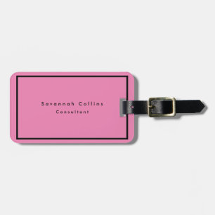 Eenvoudige platte roze zwarte grens minimalistisch bagagelabel