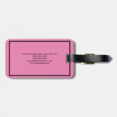 Eenvoudige platte roze zwarte grens minimalistisch bagagelabel (Achterkant horizontaal)