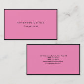 Eenvoudige platte roze zwarte grens minimalistisch visitekaartje (Voorkant / Achterkant)