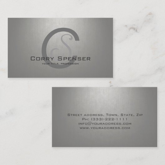 Eenvoudige platte Silver-kaart voor aangepaste mon Visitekaartje (Voorkant / Achterkant)