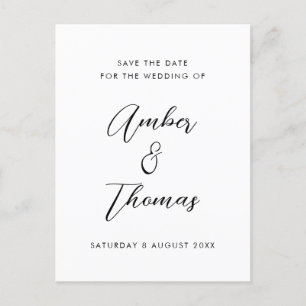 Eenvoudige platte zwarte en witte moderne kalligra aankondigingskaart