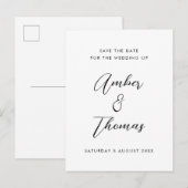 Eenvoudige platte zwarte en witte moderne kalligra aankondigingskaart (Voorkant / Achterkant)