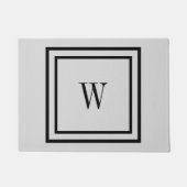 Eenvoudige platte zwarte rand en Initiaal of monog Deurmat (Voorkant)