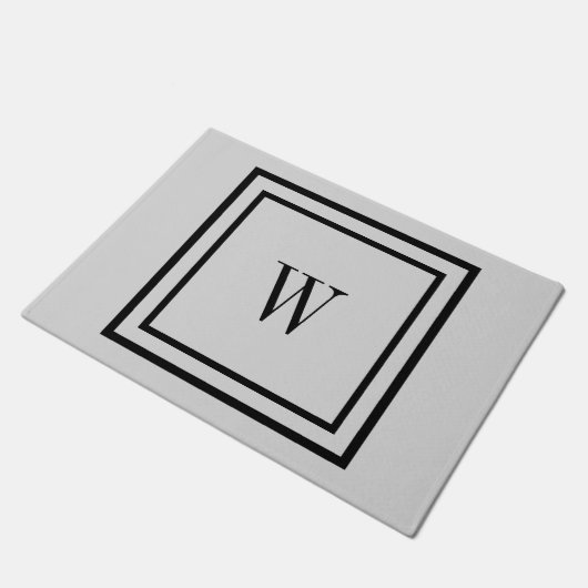 Eenvoudige platte zwarte rand en Initiaal of monog Deurmat (Schuin)