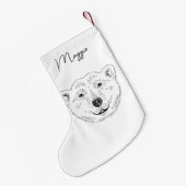 Eenvoudige polaire Beer kop-lijn art schets met na Kleine Kerstsok (Achterkant (Hangend))