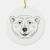 Eenvoudige polaire Beer kop-lijnschets met tekst Keramisch Ornament (Voorkant)