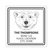 Eenvoudige polaire Beer kop-lijnschets met tekst Rubberstempel (Afrduk)