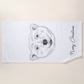 Eenvoudige polaire Beer kop-lijnschets met tekst Strandlaken (Voorkant)