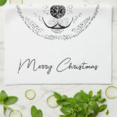 Eenvoudige polaire Beer kop-lijnschets met tekst Theedoek (Gevouwen)