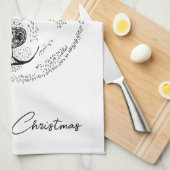 Eenvoudige polaire Beer kop-lijnschets met tekst Theedoek (Quarter Fold)