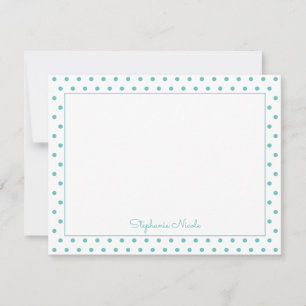 Eenvoudige Polka Dot Aqua, gepersonaliseerd Notitiekaartje