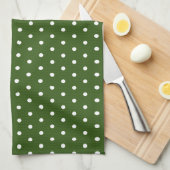 Eenvoudige Polka Dot Donker Bos Groen en Wit Theedoek (Quarter Fold)