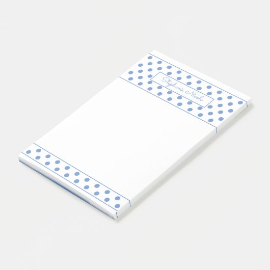 Eenvoudige Polka Dot Light Blue, persoonlijke rand Post-it® Notes (Schuin)