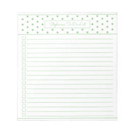 Eenvoudige Polka Dot Sage Eén Koloms Takenlijst Notitieblok