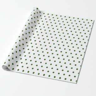 Eenvoudige Polka Dot Wit en Donkergroen Cadeaupapier