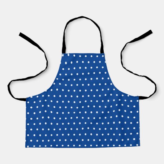 Eenvoudige Polka Dots Navy blauw en wit Schort (Voorkant)