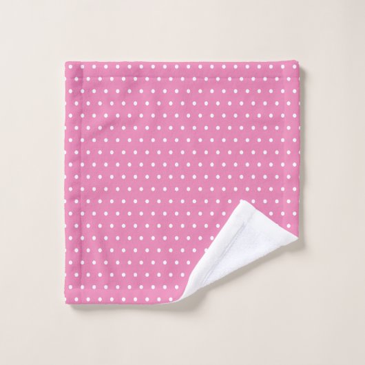 Eenvoudige Polka Dots Roze en Wit Bad Handdoek (Wasdoekje)