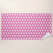 Eenvoudige Polka Dots Roze en Wit Strandlaken (Voorkant)