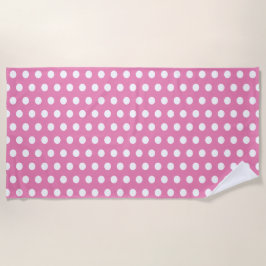 Eenvoudige Polka Dots Roze en Wit Strandlaken