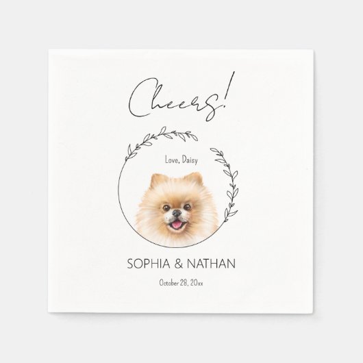 Eenvoudige Pommerse Hond Bruiloft Cocktail servett Servet (Voorkant)