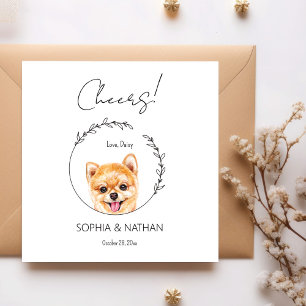 Eenvoudige Pommerse Hond Bruiloft Cocktail servett Servet