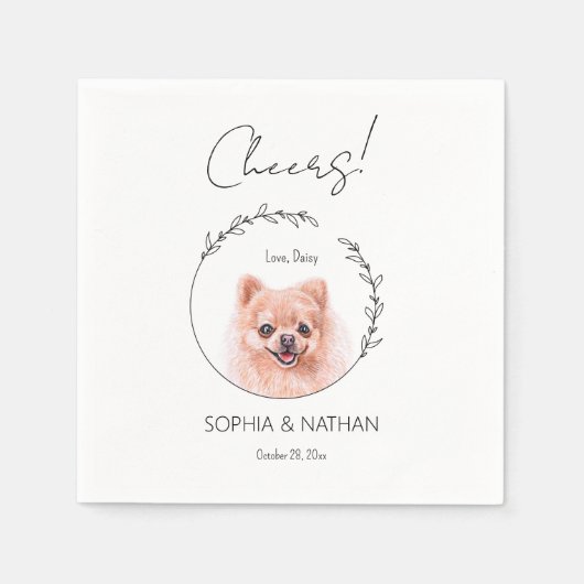 Eenvoudige Pommerse Hond Bruiloft Cocktail servett Servet (Voorkant)
