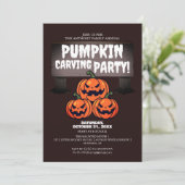 Eenvoudige Pompoen Carving Party Halloween Spooky Kaart (Staand voorkant)