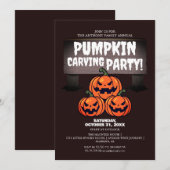 Eenvoudige Pompoen Carving Party Halloween Spooky Kaart (Voorkant / Achterkant)