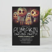 Eenvoudige Pompoen Carving Party Halloween Spooky Kaart (Staand voorkant)