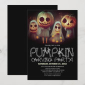 Eenvoudige Pompoen Carving Party Halloween Spooky Kaart (Voorkant / Achterkant)