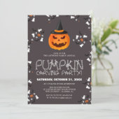Eenvoudige Pompoen Carving Party Halloween Spooky Kaart (Staand voorkant)