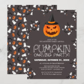 Eenvoudige Pompoen Carving Party Halloween Spooky Kaart (Voorkant / Achterkant)