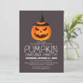 Eenvoudige Pompoen Carving Party Halloween Spooky Kaart (Staand voorkant)