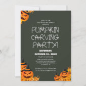 Eenvoudige Pompoen Carving Party Halloween Spooky Kaart (Voorkant)