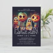 Eenvoudige Pompoen Carving Party Halloween Spooky  Kaart (Staand voorkant)