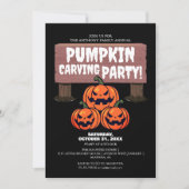 Eenvoudige Pompoen Carving Party Halloween Spooky Kaart (Voorkant)