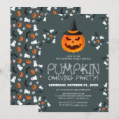 Eenvoudige Pompoen Carving Party Halloween Spooky Kaart (Voorkant / Achterkant)
