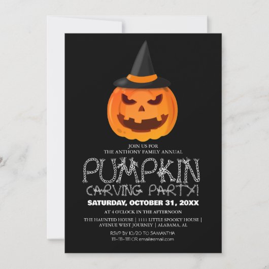 Eenvoudige Pompoen Carving Party Halloween Spooky Kaart (Voorkant)