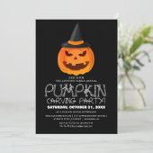 Eenvoudige Pompoen Carving Party Halloween Spooky Kaart (Staand voorkant)