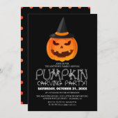 Eenvoudige Pompoen Carving Party Halloween Spooky Kaart (Voorkant / Achterkant)