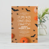Eenvoudige Pompoen Carving Party Halloween Spooky Kaart (Staand voorkant)