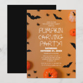 Eenvoudige Pompoen Carving Party Halloween Spooky Kaart (Voorkant / Achterkant)